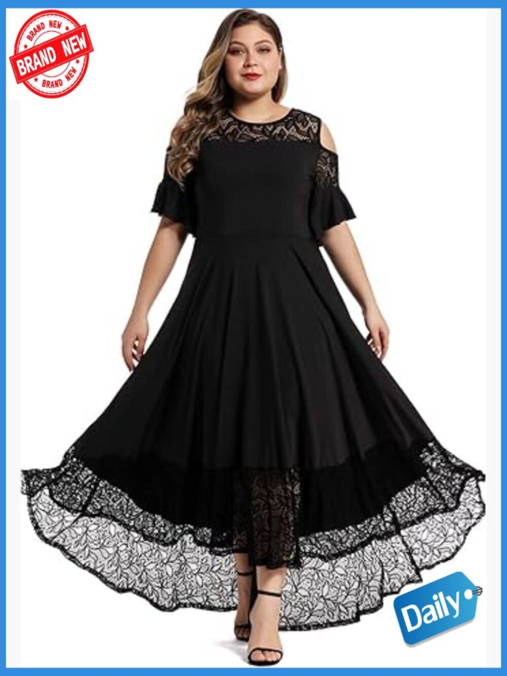 Plus Size Lace Cold Shoulder Maxi Dress Formal Evening Party L-5X